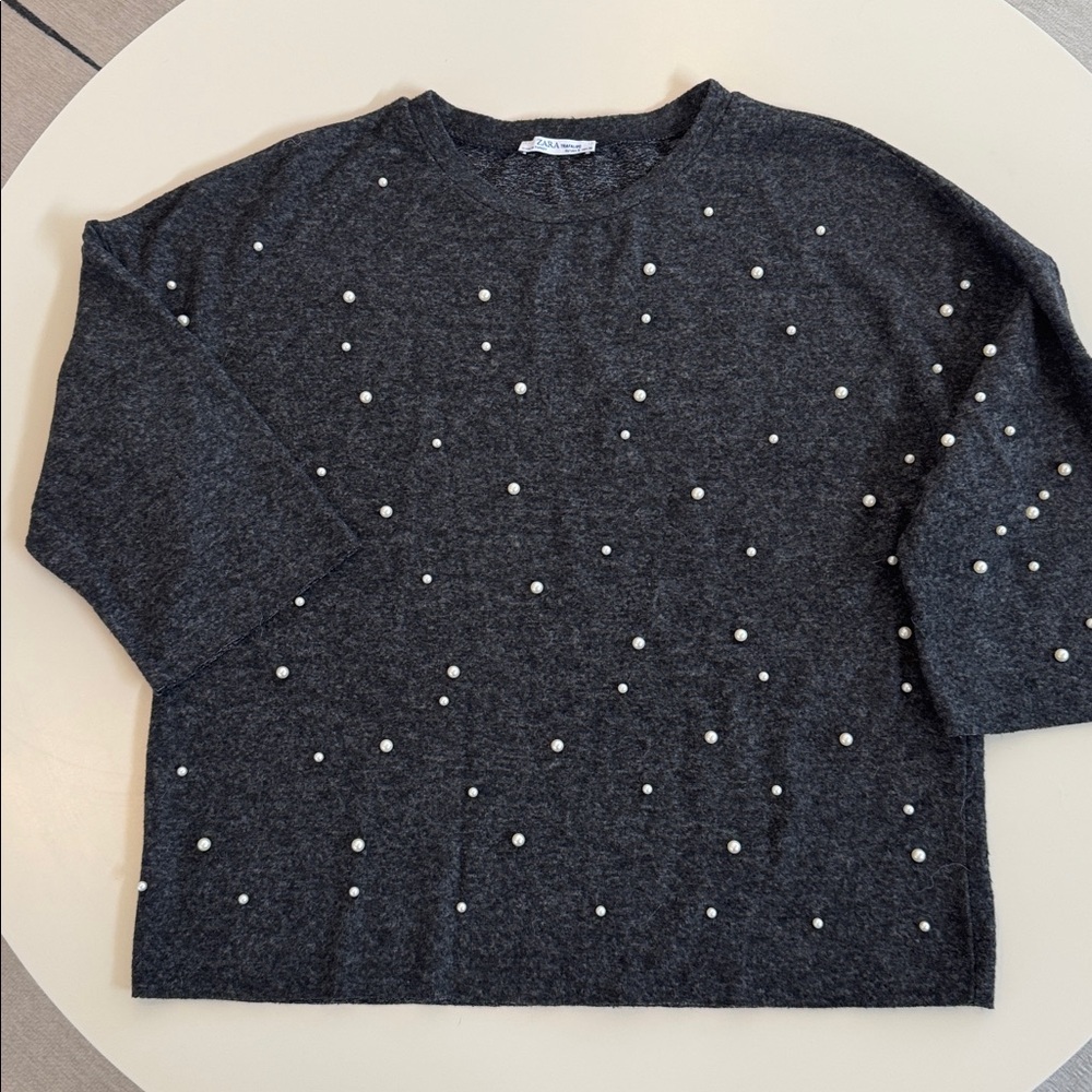 Zara Trafaluc Soft Touch Sweater with Faux Pearls Size S